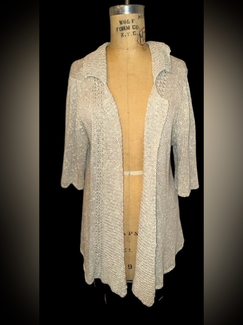 Eileen Fisher Ivory Open Knit Long Cardigan